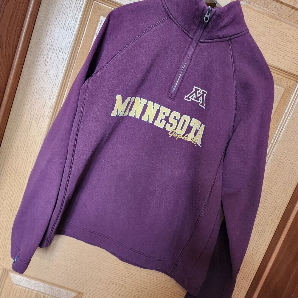 Jansport Minnesota Sweatshirt Women's XL Burgundy 1/4 Zip Mock Neck Long Sleeves - Picture 2 of 11